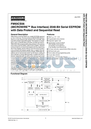 FM93C56VN datasheet - (MICROWIRE Bus Interface) 2048-Bit Serial EEPROM with Data Protect and Sequential Read