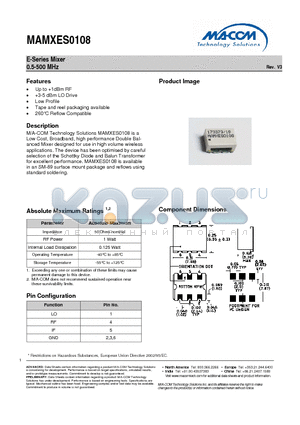 MAMXES0108 datasheet - E-Series Mixer
