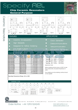 EFOB1695E5 datasheet - Chip Ceramic Resonators General Purpose
