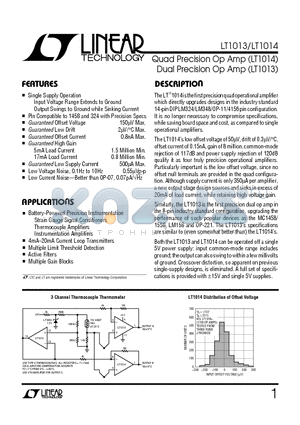 LT1013CH datasheet - Quad Precision Op Amp