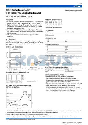 MLG0603Q3N4 datasheet - SMD Inductors(Coils) For High Frequency(Multilayer)