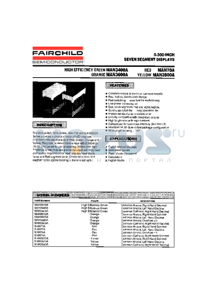 MAN3600A datasheet - SEVEN SEGMENT DISPLAYS