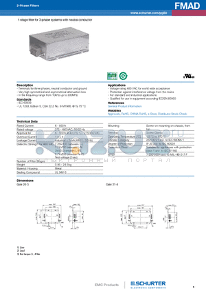 FMAD-0934-3610 datasheet - 1-stage filter for 3-phase systems with neutral conductor