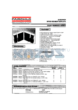 MAN6600 datasheet - 0.560-INCH SEVEN SEGMENT DISPLAYS