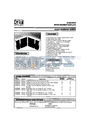 MAN6660 datasheet - 0.560-INCH SEVEN SEGMENT DISPLAYS