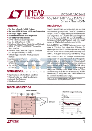 LT1019 datasheet - 16-/14-/12-Bit VOUT DACs in 3mm  3mm DFN