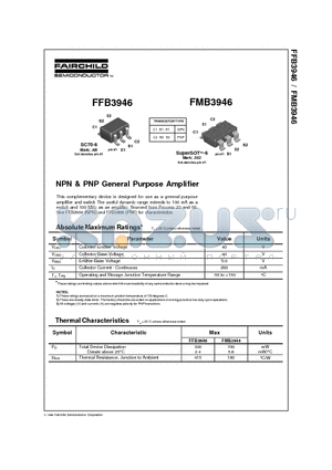 FMB3946 datasheet - NPN & PNP General Purpose Amplifier
