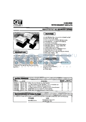 MAN6940 datasheet - 0.560-INCH SEVEN SEGMENT DISPLAYS