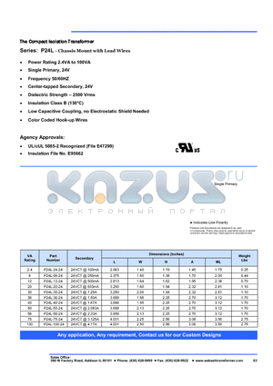 P24L-40-24 datasheet - The Compact Isolation Transformer