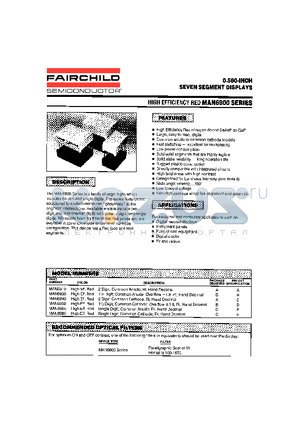 MAN6950 datasheet - 0.560-INCH SEVEN SEGMENT DISPLAYS