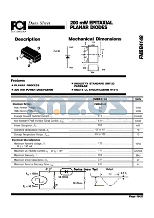 FMBB4148 datasheet - 200 mW EPITAXIAL PLANAR DIODES