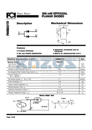 FMBBAV70 datasheet - 200 mW EPITAXIAL PLANAR DIODES