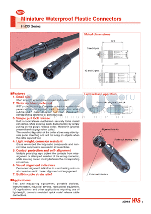 HR30-6P-10SC datasheet - Miniature Waterproof Plastic Connectors