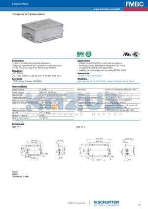 FMBC-0932 datasheet - 2-stage filter for 3-phase systems