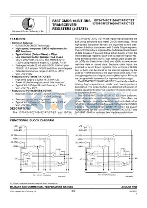 IDT74FCT162646TE datasheet - FAST CMOS 16-BIT BUS TRANSCEIVER/ REGISTERS (3-STATE)