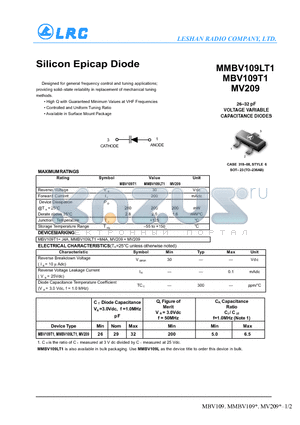 MV209 datasheet - Silicon Epicap Diode