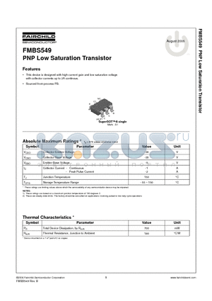 FMBS549 datasheet - PNP Low Saturation Transistor