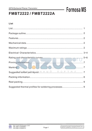 FMBT2222 datasheet - 600mA Silicon NPN Epitaxial Planar Transistor