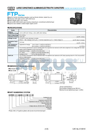 EFTP451LGN661MR75N datasheet - LARGE CAPACITANCE ALUMINUM ELECTROLYTIC CAPACITORS