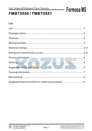 FMBT5550 datasheet - 600mA Silicon NPN Epitaxial Planar Transistor