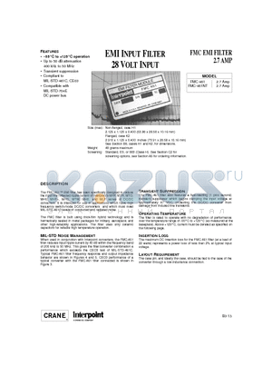 FMC-461NT/883 datasheet - EMI INPUT FILTER 28 VOLT INPUT