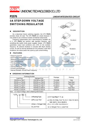 P2576L-XX-S08-R datasheet - 3A STEP-DOWN VOLTAGE SWITCHING REGULATOR