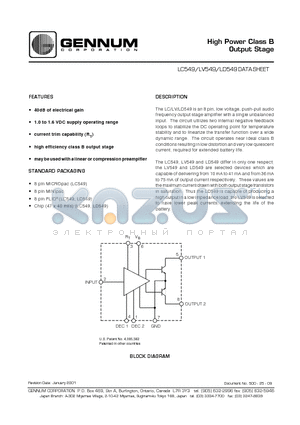 LC549 datasheet - High Power Class B Output Stage
