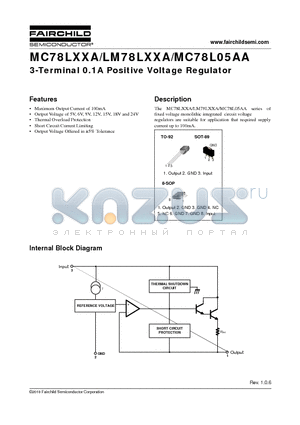 MC78L05AA datasheet - 3-Terminal 0.1A Positive Voltage Regulator