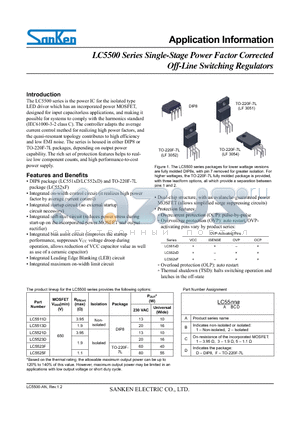 LC5511D datasheet - LC5500 Series Single-Stage Power Factor Corrected Off-Line Switching Regulators