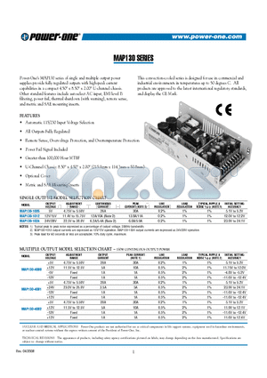 MAP130-4010 datasheet - Automatic 115/230 Input Voltage Selection