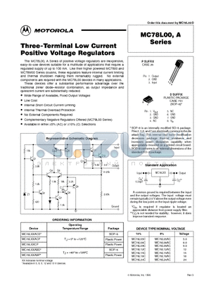 MC78L05ACD datasheet - Three-Terminal Low Current Positive Voltage Regulators