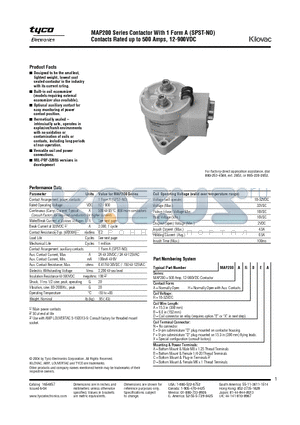 MAP200HRAEA datasheet - Contacts Rated up to 500 Amps, 12-900VDC