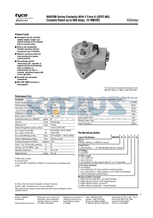 MAP200HRAFA datasheet - Contacts Rated up to 500 Amps, 12-900VDC