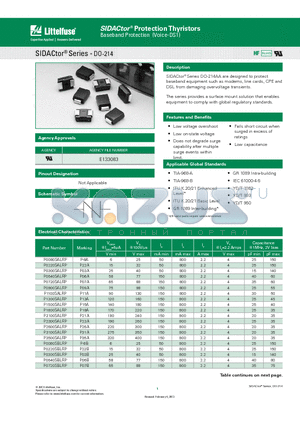 P2600SALRP datasheet - Low voltage overshoot, Low on-state voltage, Low capacitance