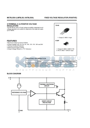 MC78L05AZ datasheet - 3-TERMINAL 0.1A NEGATIVE VOLTAGE REGULATORS