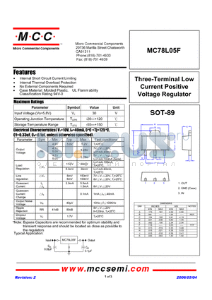 MC78L05F datasheet - Three-Terminal Low Current Positive Voltage Regulator