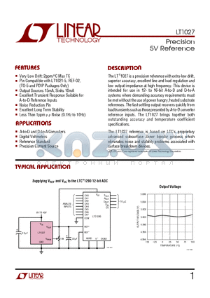 LT1027BCN8-5 datasheet - Precision 5V Reference