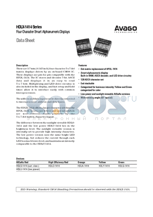 HDLU-1414 datasheet - Four Character Smart Alphanumeric Displays