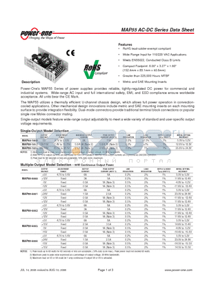 MAP40-1005 datasheet - power supplies provides reliable, tightly-regulated DC