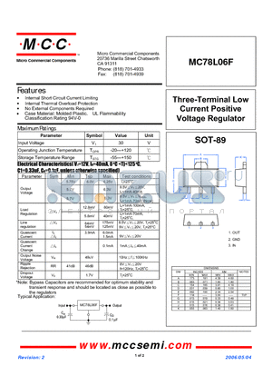 MC78L06F datasheet - Three-Terminal Low Current Positive Voltage Regulator