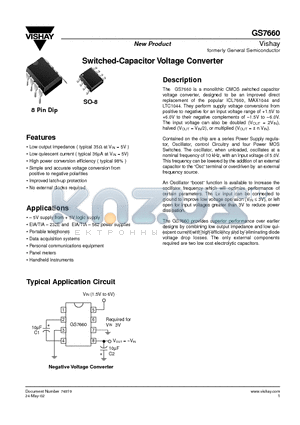 GS7660IP datasheet - Switched-Capacitor Voltage Converter