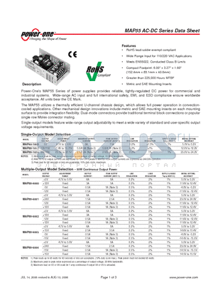 MAP55-1012 datasheet - power supplies provides reliable, tightly-regulated DC