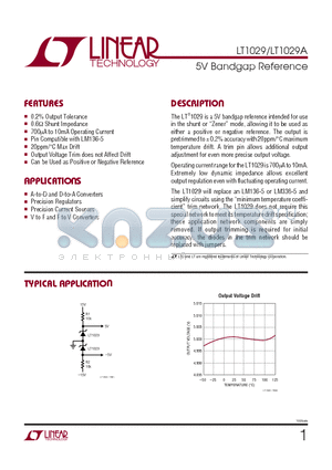 LT1029MH datasheet - 5V Bandgap Reference