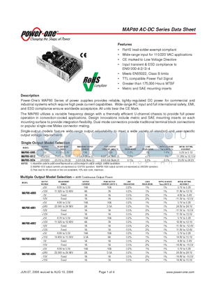 MAP80_06 datasheet - power supplies provides reliable, tightly-regulated DC