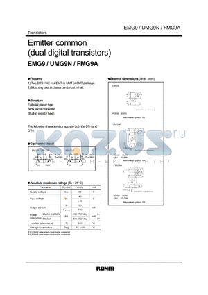 FMG9A datasheet - Emitter common (dual digital transistors)