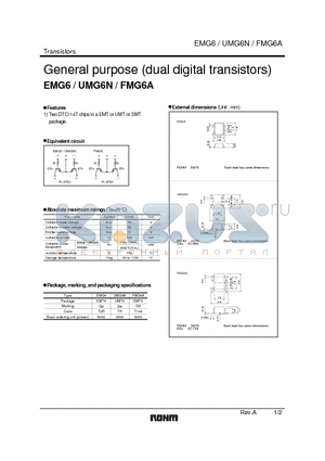 FMG6A datasheet - General purpose (dual digital transistors)