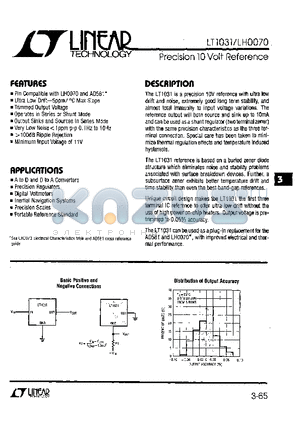 LT1031D datasheet - Precision 10 Volt Reference