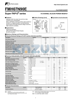 FMH07N90E datasheet - N-CHANNEL SILICON POWER MOSFET