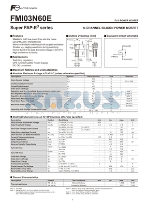 FMI03N60E datasheet - N-CHANNEL SILICON POWER MOSFET