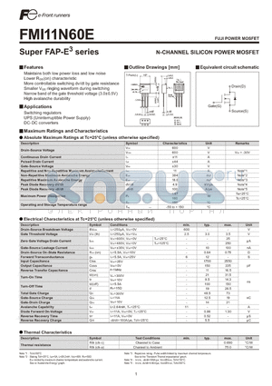 FMI11N60E datasheet - N-CHANNEL SILICON POWER MOSFET